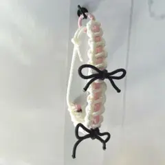 【No.61】ピンクとリボンのスマホ ハンドストラップ