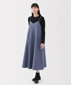 【美品】キャミソールワンピース 婦人 Lサイズ スモーキーブルー