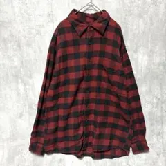 ★UNIQLO★フランネルシャツ★ブロックチェック★サイズXL★赤×黒★大きめ