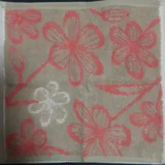 今治ハンドタオル グレー×ピンク 花柄