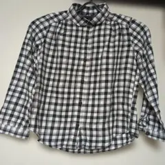 黒白チェック柄 長袖シャツ