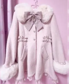 LIZLISA ビジューリボンミニ丈Aラインコート ピンク⪩⪨