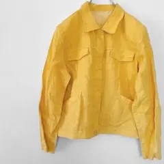 ノーブランド【F】シャツジャケット イエロー系 レギュラーカラー 無地