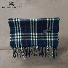 BurberrysofLondonノバチェックマフラーラムウール英国製ネイビー紺