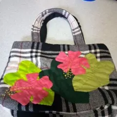 ハワイアンキルトミニトートバッグ ハイビスカス