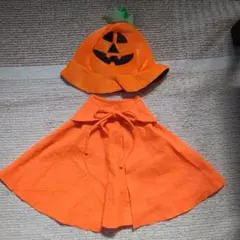 ハロウィン　仮装　キッズ子供用　かぼちゃマント　帽子　2点セット