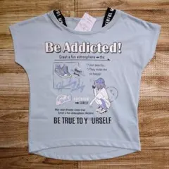 新品 未使用 英字プリント 半袖 Tシャツ 女の子 水色 110