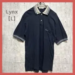 Lynx 【L】 ポロシャツ ネイビー チェック襟のサムネイル