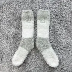 ジェラートピケ/F/グレー系×白/ボーダー/ルームソックス/もこもこ/おうち時間