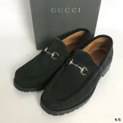 GUCCI グッチ ホースビットローファー ブラック スウェード レディース