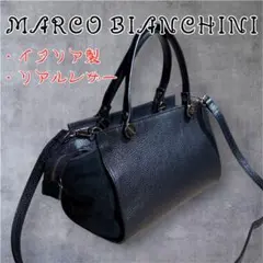 MARCO BIANCHINI レザー ハンドバッグ ブラック イタリア製 美品のサムネイル
