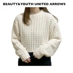 ビューティーアンドユース クロッシェメッシュ ニット プルオーバー