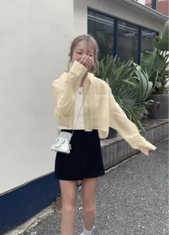 【SALE】GRL シースルーシャツ　シフォンショート丈シャツ