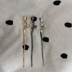 流線型メタルかんざし3本セット