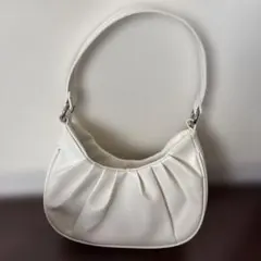 ホワイト プリーツデザイン ハンドバッグ
