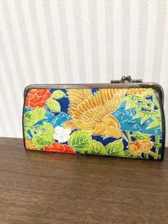 レディース財布 長財布 和風柄 花と鳥模様のがま口長財布 古典柄財布 日本お土産
