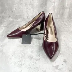 ザラベーシック【24cm】エナメル パンプス 美脚 ボルドー 上品 春夏コーデ