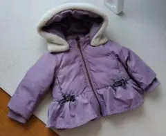 パープル フード付きダウンジャケット