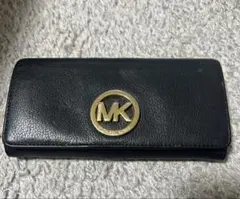 Michael Kors 黒 レザー 長財布 MKロゴ