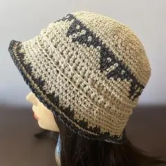 クロシェハット　クラッシャーハット バケットハット　ニット帽　綿素材　かぎ針編み