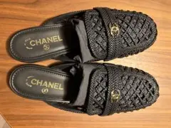 CHANEL 香奈兒 穆勒鞋 42 黑色 雙C標誌 巴黎總店購入 全新