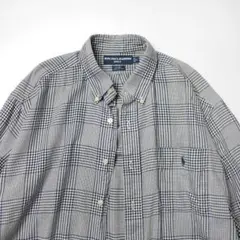 90sラルフローレン ビンテージ グレンチェック シャツ モノトーン系Ｌ長袖