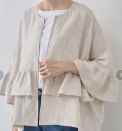 【試着のみ】ビアズリー リネンはおり 　※モカグレー※ 試着のみ】ビアズリー リネンはおり ※モカグレー※ - メルカリ