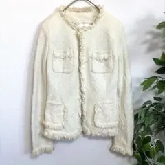 4℃ ヨンドシー ツイードジャケット 春服 ホワイト　上品　卒業式　入園式　良品