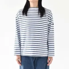美品 SAINT JAMES ウエッソンルーズ ブルー ボーダー T1