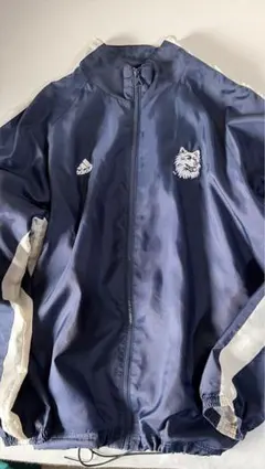 90s adidas ネイビー ナイロンジャケット ドローコード