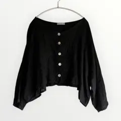 120%lino　麻　リネンブラウス　シャツ　 リネン100 黒　ブラックのサムネイル