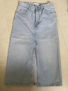 ZARA 美品　　デニムタイトスカート ライトブルー スリット入り 美ライン