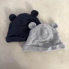 ZARA 耳付きリブ編みベビー帽子2個セット