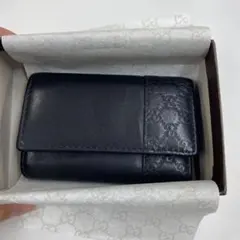 限定値下 GUCCI GG シマ レザー キーケース 黒 ハート金具 5連 箱付