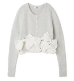 SNIDEL リボンモチーフカーディガン アイボリー スナイデル