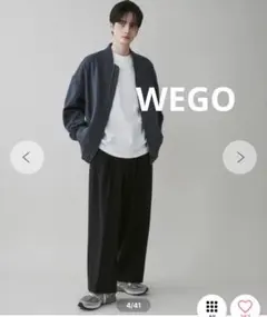 WEGO ウィゴー　メンズ　裏起毛ストレート　スラックス　パンツ　ブラック　L