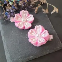 つまみ細工髪飾り　さくら　袴髪飾り　ちりめん細工　七五三髪飾り　2set03