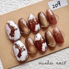 209 現品 手描きお花 マグネットネイル ネイルチップ ショートバレリーナ