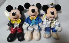 【難あり】TDL&TDS　ミッキーマウス ぬいぐるみバッジ 3点セット