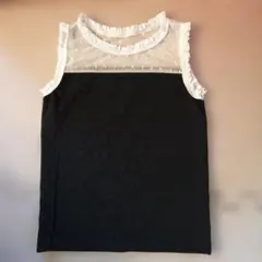 フリル付きタンクトップ 黒/白 95cm以下