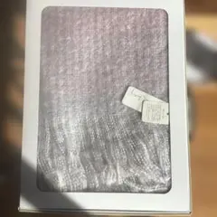 ふわふわ大判ストール　グレー ピンクチェック柄 長さ180cm×横50cm