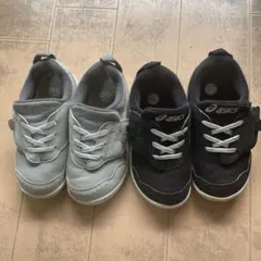 ASICS キッズスニーカー グレー ブラック　2足セット16.5cm