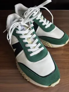 【美品】LACOSTE スニーカー ホワイト/グリーン / ブラック 28cm