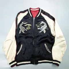 7528 百花繚乱 リバーシブルスカジャン メンズ L 総柄 和柄