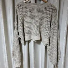 apres jour mignonメッシュ編み ニット ショート丈 ベージュのサムネイル