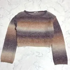 ジーユー　ニットセーター　ショート丈　マルチカラー　【M】 透け感あり　薄手