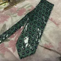メンズ ネクタイ グリーン 小紋柄
