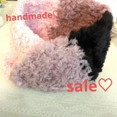 handmade　異素材mixモコモコふわふわネックウォーマー
