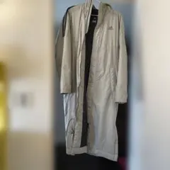 adidas フード付きロングコート グレー