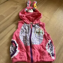 ウサギ耳付きベビーベスト ピンク